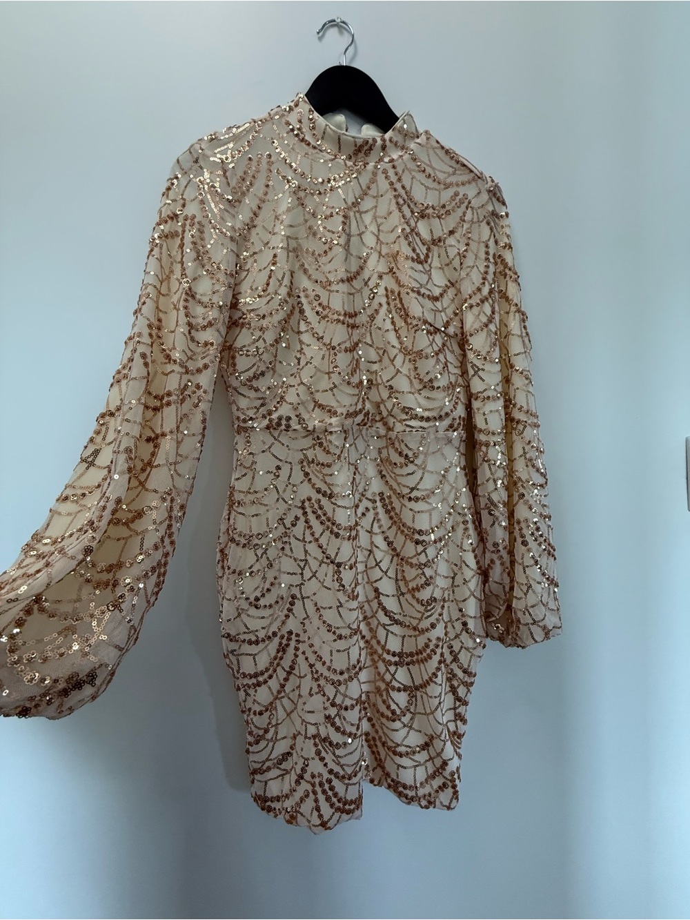 Elegant Rose Gold Sequin Mini Dress